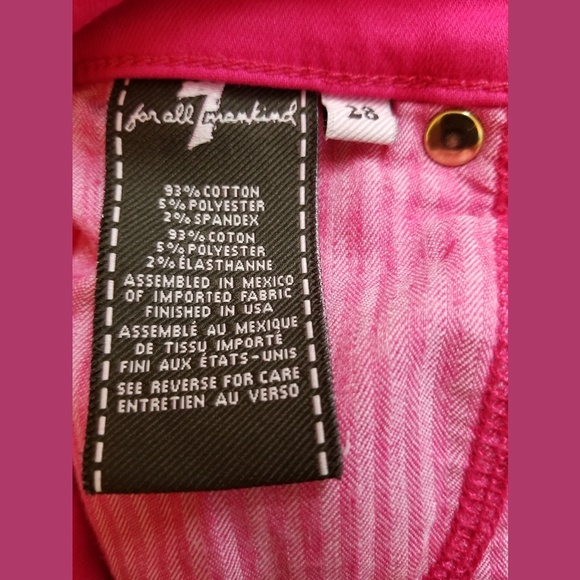 7 For All Mankind Pink Skinny Jeans Sz 28 - Picture 3 of 7